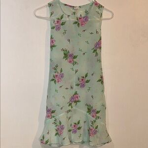 Floral Y2K Girls Dress Pastel Green 10/12